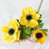 Simulación de 3 cabezas de girasol, flores de simulación de boda, auditorio de bodas, fila de flores, guía de camino, flores de seda, diseño de hotel, flores falsas