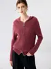 Novo Suéter de Caxemira Feminino Outono/Inverno 2026 com Capuz, Zíper, Padrão Torcido, Cardigã de Tricô Grosso, Casaco Suéter Fashion