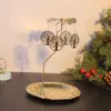 Fabricante de Origen En Stock Regalo Navideño Aromaterapia Dorado 15 cm Acero Inoxidable con Patrón Bandeja Portavelas Giratorio Linterna Giratoria