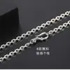 Plata de Ley 925 Lote Flor de Lote Flor de Coche Cruz Collar Moda Plata Tailandesa Cadena de Esquina Demasiado 3mm Cadena Larga Retro Vieja para Suéter
