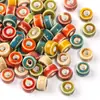 Contas de Ábaco Coloridas Planas Redondas Queimadas em Forno Cerâmico, Contas Espaçadoras com Furo Grande, Acessórios para Pingentes DIY, Peça Única