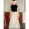 Falda Plisada Irregular Color Albaricoque Estilo Coreano para Mujer Verano 2026 Nueva Simple Temperamento de Chica Popular Casual Falda de Línea A