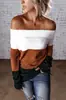2025 Primavera Novo Roupa Feminina Transfronteiriça Amazon Suéter Gola Um Ombro Slim Conjunto de Suéter Tricotado Suéter Tricotado Mulher