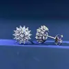 Aretes de Moissanita para Hombre y Mujer, Plata Esterlina S925 Girasol Versátil de Alta Gama Súper Brillantes para Viajero Platino