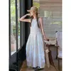 Vestido Chaleco Floral sin Mangas Estilo Francés para Mujer, Nuevo Estilo de Verano, Estilo Suave, de Cintura Alta, Adelgazante, Estilo Bosque, Vestido Largo que Reduce la Edad