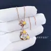 Colar Rombus Florido Versão Alta do Burro para Mulheres, Espessura de Madrepérola Branca Natural, Colar Único da Moda em Ouro Rosa, Joias Femininas