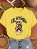 Camiseta Estampada de Oso Guitarra Cuervo Ídolo Letras para Mujer Verano Versátil Cuello Redondo Hip-Hop Manga Corta Mujer