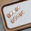 Uñas Portátiles Hechas a Mano con Efecto Ojo de Gato Multicolor, Rosas Pintadas a Mano, Estilo Iluminador y Fresco, Uñas Postizas Portátiles Producto Terminado, Pegatinas para Uñas Cortas