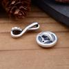 Botón sonriente de Ruyi de plata de ley 999 con forma de pie, estilo retro 3D, de plata dura, para pulsera, cuerda de mano, collar, conector, accesorios.