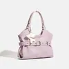 Bolsa Hobo Rosa Doce Y2K para Mulheres - Bolsa Tote de Couro Macio com Design de Fivela e Pingente de Estrela - Bolsa de Mão Casual Desestruturada