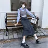 Falda de Gama Alta para Mujer 2025 Primavera y Otoño Nueva Moda Estilo Occidental Explosiva Gama Alta Cintura Alta Cubriente Longitud Media Falda de Mezclilla