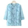 Camisas de Verano para Madres de Mediana Edad y Mayores, Mangas Tres Cuartos, Blusa Moderna de Estilo Chino Nuevo, Corte Holgado, Rejuvenecedor, Tops de Estilo Nuevo