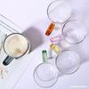 Taza de Agua Recta Transparente de Vidrio de Borosilicato Alto con Asa de Colores Juego de Tazas de Té Kung Fu Taza para Té Verde