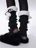 Meias de Tricô para Pés Femininas Primavera e Outono Jk Meias Brancas Empilháveis Y2K Cano Longo Manga de Panturrilha Lolita Bola de Pelo Meias com Renda