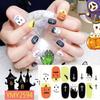 Manicure 2021 Novo Papel Adesivo Europeu e Americano Halloween Cor Preto e Branco Elemento Caveira Conjunto de Adesivos Franceses Completos