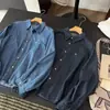 Camisa Jeans Feminina Outono 2026 Estilo Coreano Manga Longa com Gola de Lapela, Cardigan Camada Externa, Novo Estilo