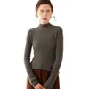 Suave y Sedoso Cachemir de Bebé Tejido de Punto para Mujer Cuello Alto Medio Tejido de Punto Delgado para Poner Debajo Otoño e Invierno Tejido de Punto de Lana Sin Costuras