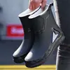 Botas de lluvia talla 39-48, impermeables, con puños elásticos, estilo hombre, aptas para uso en cocina, antideslizantes, con forro de polar para abrigar