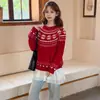 Ropa para niños de padre e hijo suéter retro 100% lana suéter romántico Fair Isle de copo de nieve para mujer atmósfera cálida jersey de lana