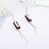 Pendientes de borlas rectangulares de concha blanca de personalidad de moda populares de acero de titanio para mujer, anillo de oro rosa, cadena de temperamento, abalorios