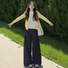 Calça Jeans Reta Azul Escuro para Mulheres, Novo Estilo Primavera e Outono 2025, Cintura Alta Petite, Emagrecimento, Calça Larga Casual Solta
