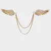 Insignia de Terno Masculino Tendência Asas de Anjo Fivela de Corrente Pino de Gola Insígnia Retrô Asas de Corrente de Diamante Broche