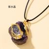 Venta caliente transfronteriza, colgante dorado con incrustaciones de piedra de cristal natural, collar de piedra semipreciosa irregular, joyería al por mayor
