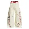 Calça de moletom preta estilo hip-hop americano, cintura dupla, retalhos, listrada, com estampa de letras, perna larga, para homens e mulheres, calça de dança jazz