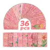 Cartões de Cumprimentos com Borda Floral Rosa Conjunto de 36 Peças Materiais para Journaling Estilo Ins Decoração de Parede Cartões de Saudade Estilo Novo