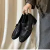 Mocasines de Tacón Grueso para Mujer 2026 Nuevos Versátiles Punta Redonda Tacón Grueso Tacón Alto Mocasines Plisados Estilo Británico Zapatos Pequeños de Piel para Mujer