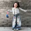 Jeans para Niña Primavera y Otoño Estilo Coreano Nuevo 2026 Bordado de Pony Pantalones Largos Casuales para Niños Moda Pantalones de Pierna Ancha
