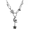 Amazon Europeo y Americano Elegante Estilo Punk Y2K Hip-Hop Colgante Collar Moda Estrella Luna Colgante Collar Joyería