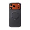 Adequado para Capa de Celular Texturizada em Couro Customizada para Apple 18Promax com Suporte Magnético Giratório e Capa de Celular em Couro para iPhone 17