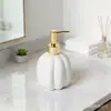 Garrafa Cerâmica Clássica em Formato de Abóbora com Dispenser de Pressão, Luxo Acessível e Aparência Sofisticada para Shampoo, Gel de Banho, Detergente de Lavanderia e Loção