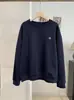 KEKEZOON Sudadera de Punto Versátil Estilo Coreano Simple Cuello Redondo Bordado Holgada Manga Larga Estilo Otoño Toma Real Mujer 9401
