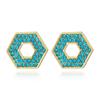 Pendientes redondos Kenjay Silver Needle Amazon, populares en Europa y América, pendientes sencillos de moda para mujer, pendientes redondos con diamantes de imitación coloridos.