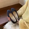 Zapatos Mary Jane Planos de Lazo con Puntos para Mujer 2026 Primavera Nuevos Zapatos de Ballet Planos sin Cordones de Suela Suave