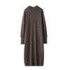 Vestido de cachemira para mujer, cuello alto medio, largo medio, suéter adelgazante, estilo suave, elegante, falda larga de lana