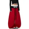 Calça de Jazz de Peça Falsa Dupla Costurada com Cintura Dupla Estilo Americano Transfronteiriça para Mulheres, Primavera, Modelagem Solta, Emagrecimento, Modelagem de Pernas, Calça de Perna Larga