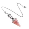 Colgante de Péndulo de Cristal Transfronterizo Fabricante Directo Péndulo de Frecuencia Ajustable Yoga Piedra Semipreciosa Natural Cónico Tallado Retro