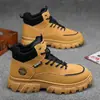 Selfie Outono Sapatos Masculinos Cano Alto Botas Martin Botas de Trabalho Masculinas Tendência Versátil Solado Grosso Estilo Britânico Retrô Montanhismo Curto