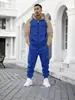 Fábrica Transfronteiriça 2026 Estilo Americano Outono Roupa de Trabalho Masculina Inverno Solta Casual Moletom Quente com Forro de Fleece e Calça de Moletom