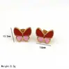 Pendientes de Mariposa Novedosos y de Moda en Acero de Titanio con Goteo de Aceite para Mujer, Pendientes Pequeños de Acero Inoxidable de Alta Gama Estilo Chanel al por Mayor