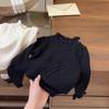 Suéter Feminino Novo Outono Cor Sólida Pulôver Gola Meia-alta Camisa Base para Meninas Jovens Estilo Coreano Manga Longa