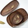 Bandeja Retro de Madera de Nogal para Repostería Casera, Exhibidor de Pan, Bocadillos y Galletas, Bandeja Irregular de Madera Maciza para Té y Bocadillos