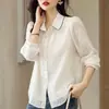 Camisa de gasa con cuello de muñeca para mujer, súper de hada, sentido del diseño, nueva llegada primavera 2026, top holgado elegante, camisa pequeña de manga larga