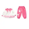 Conjunto de Dos Piezas con Cuello de Muñeca de Lunares para Niñas Primavera 2026 Nuevo Conjunto Lindo de Sudadera para Niños Ropa de Bebé para Primavera y Otoño