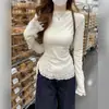 Suéter de Encaje Estilo Coreano Puro Deseo de Cuello Alto Medio de Manga Larga para Mujer Otoño e Invierno Petite Jersey Aspecto Adelgazante Camisa Base Superior