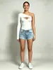 Body de una sola manga y un hombro estilo europeo y americano para mujer, Body ajustado de manga larga con cutout, Top body ajustado, Personalizable