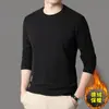 Camisa Térmica Masculina Outono/Inverno 2026 Novo Estilo Lado Duplo de Fleece Tendência Gola Redonda Quente Manga Longa Forrada de Fleece